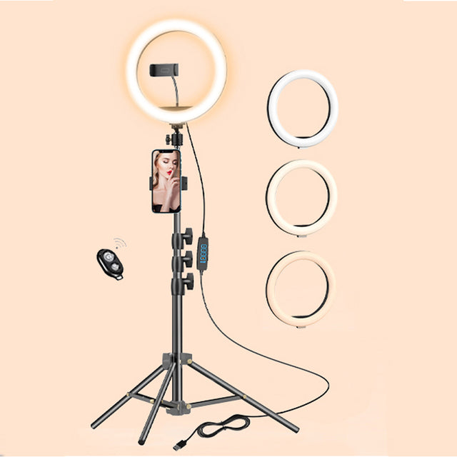 10.2 Inch Dimmable Selfie Ring Light with Tripod and Phone Holders
