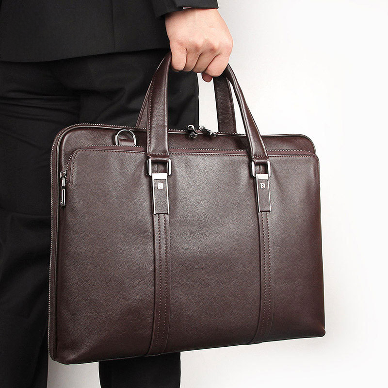 Genuine Leather Men's Document Bag for 15.6" Laptop