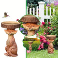 Fox Garden Statue Bird Feeder and Bath for Outdoors
