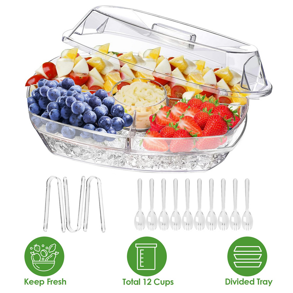 Chilled Serving Tray with Lid and Compartments