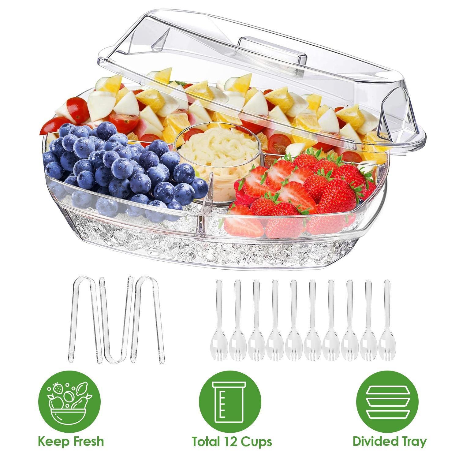 Chilled Serving Tray with Lid and Compartments