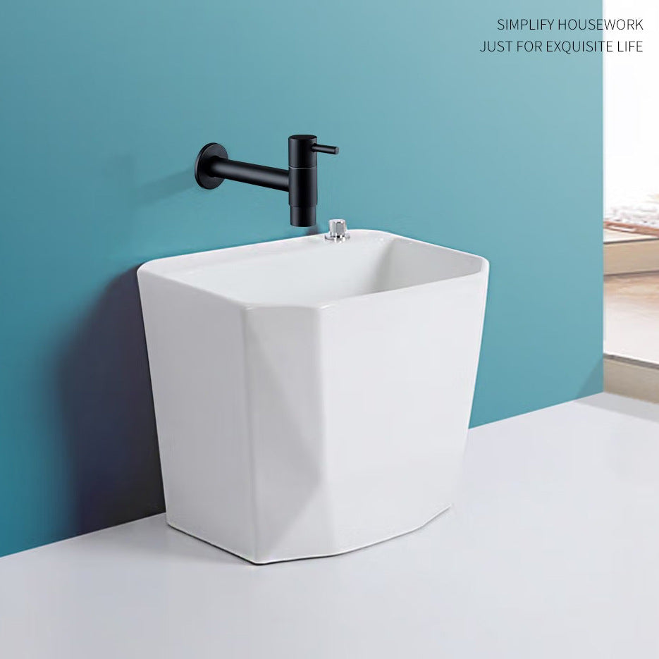 Large Ceramic Mop Sink with Overflow System