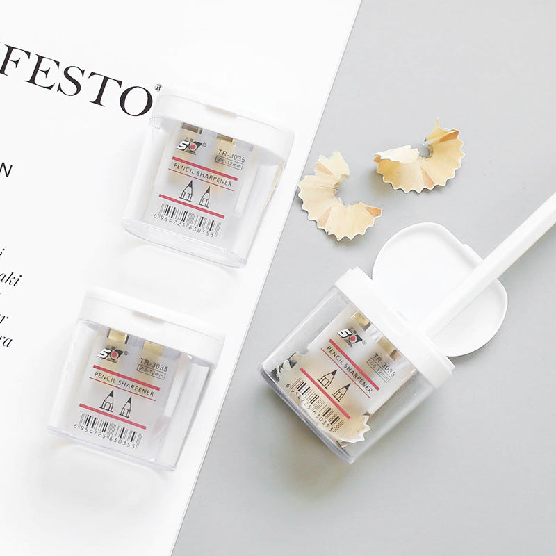 Minimalist Dual-Hole Pencil Sharpener with Lid