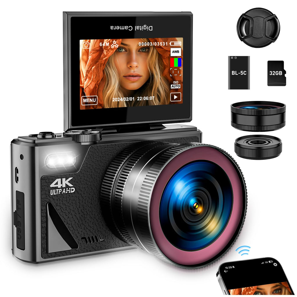4K WiFi Vlogging Camera with Flip Screen
