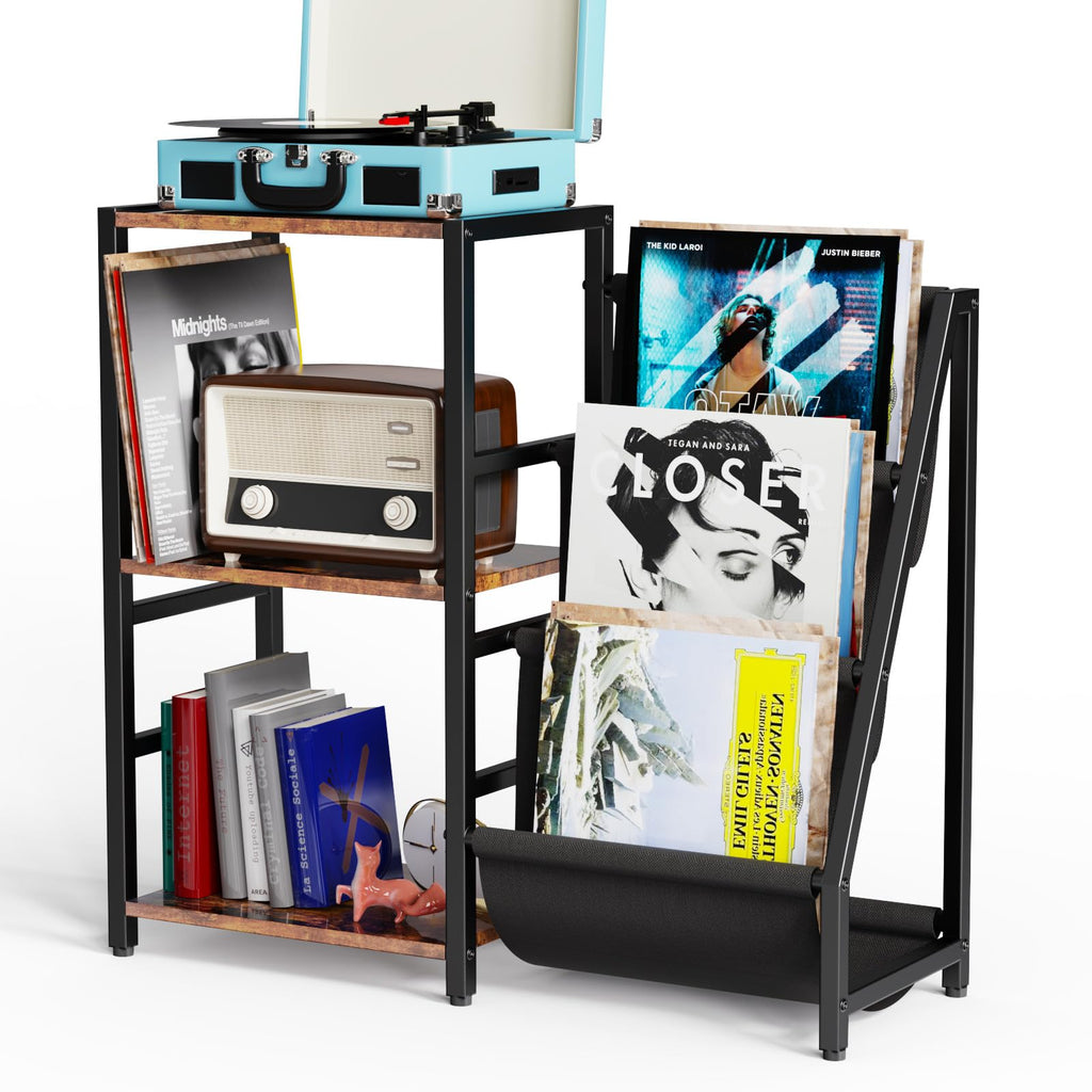3-Tier Vinyl Record & Turntable Storage Stand