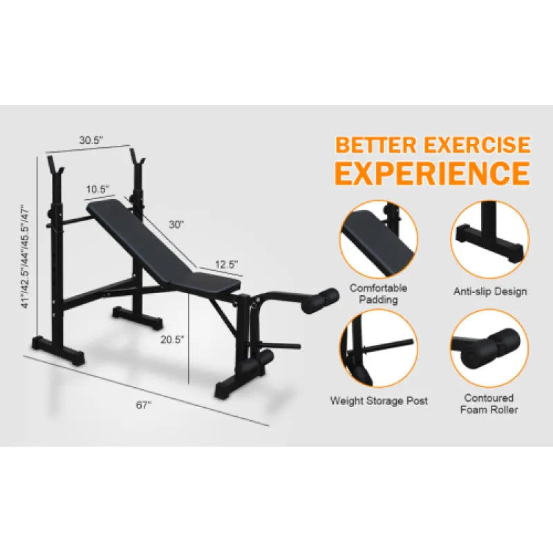 Weightlifting Bench Press Set with Squat Rack