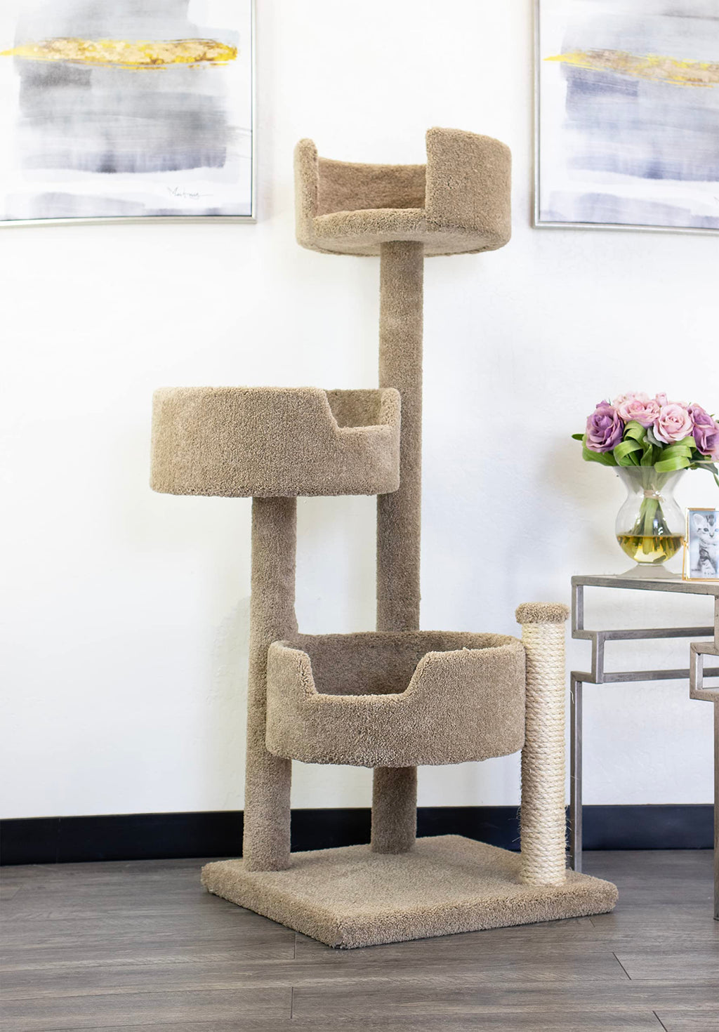 Wood and Carpet Multi-Level Cat Tree