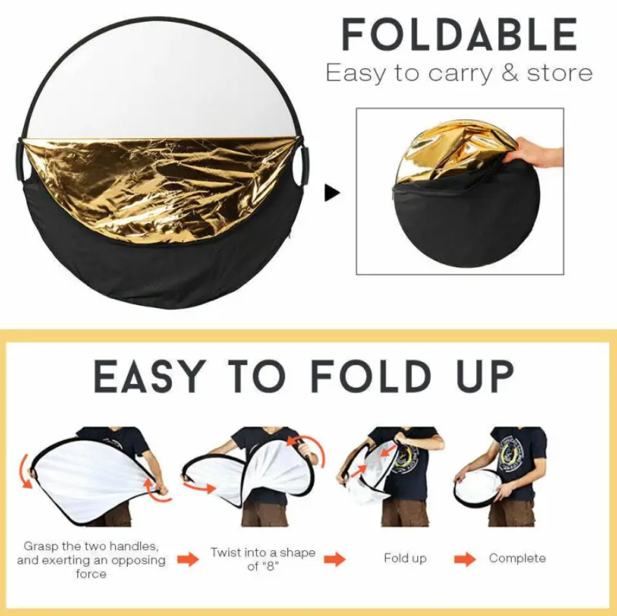 110CM 5-in-1 Collapsible Photography Reflector with Handle