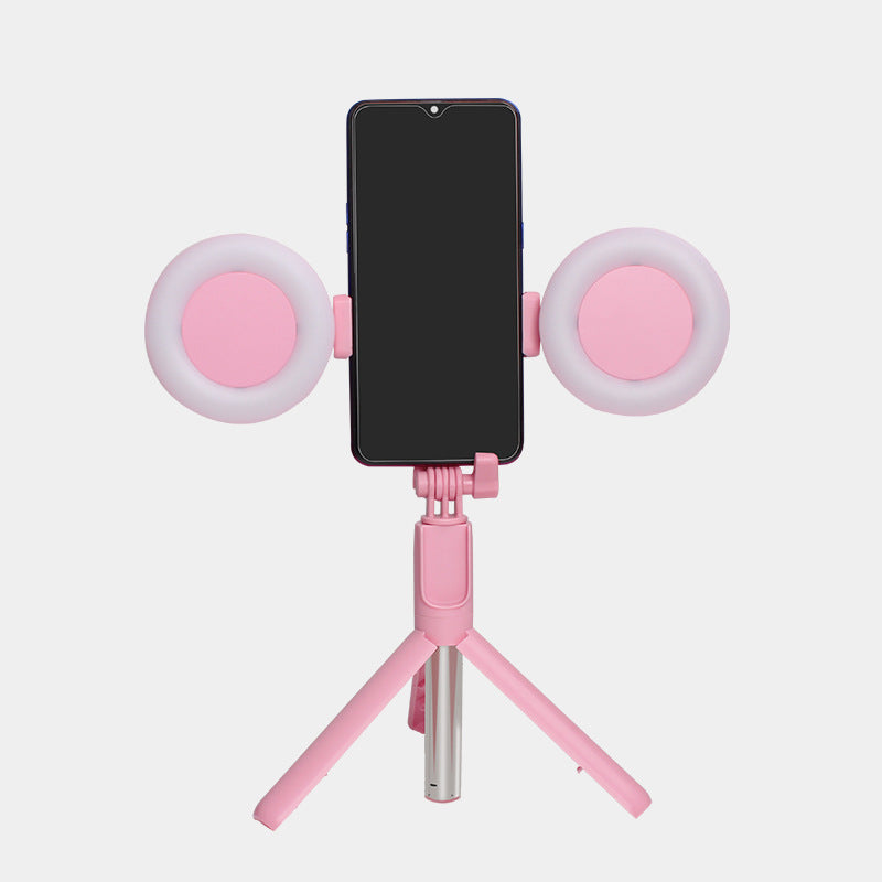 J861 Dual Light Bluetooth Selfie Stick with Tripod and LED Ring Light