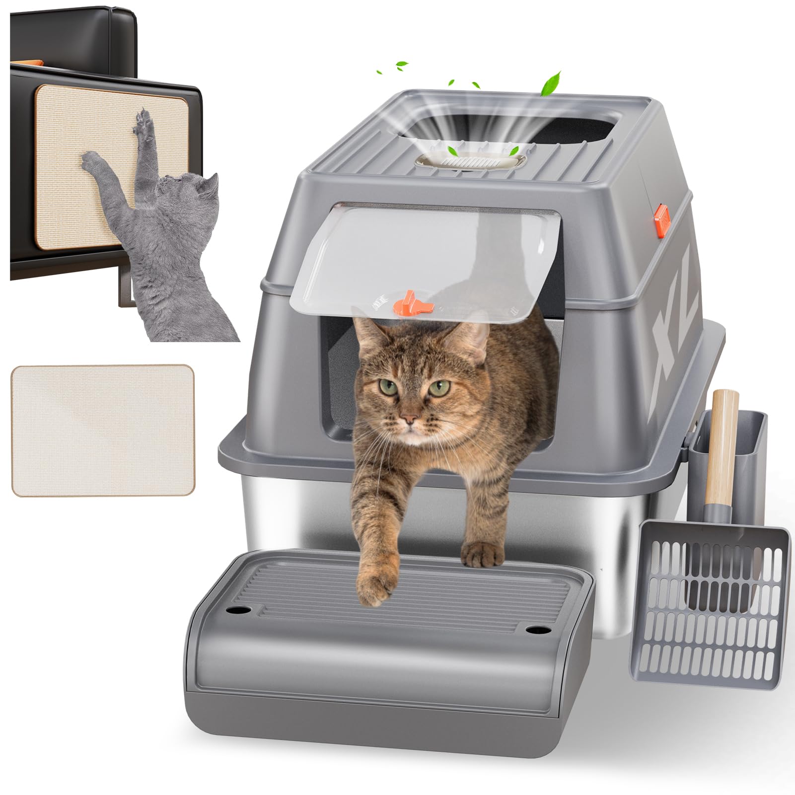 Dolita Stainless Steel Litter Box with Lid, XL
