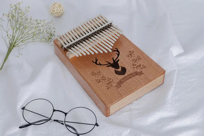 17-Key Thumb Piano Acoustic Mahogany Music Instrument
