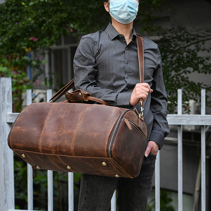 Vintage Leather Duffle Travel Bag