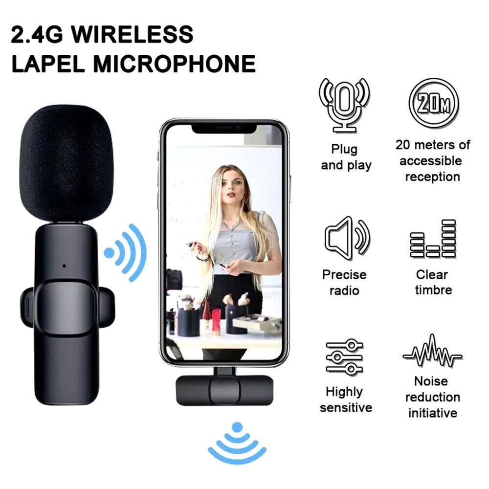 Lavalier Microphone Wireless Audio Video Recording Mini Mic