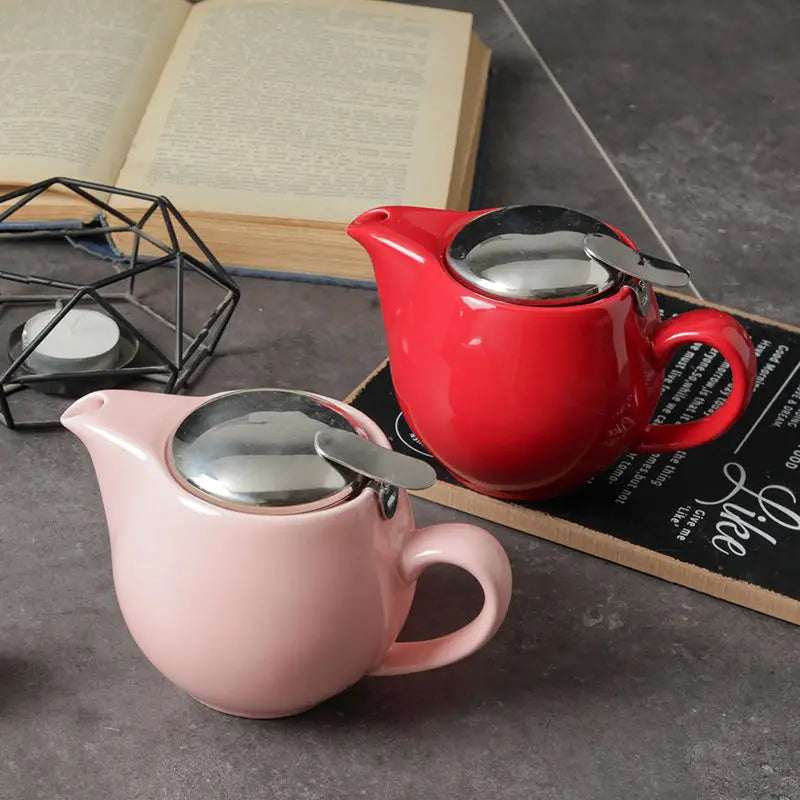 Ceramic Single Tea Infuser with Filter Mesh Teapot