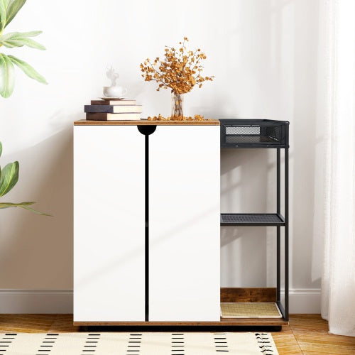 Enclosed Litter Box Cabinet for Two Cats