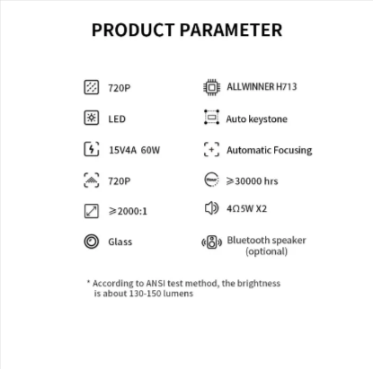 Full HD Portable Bedroom Projector with Battery