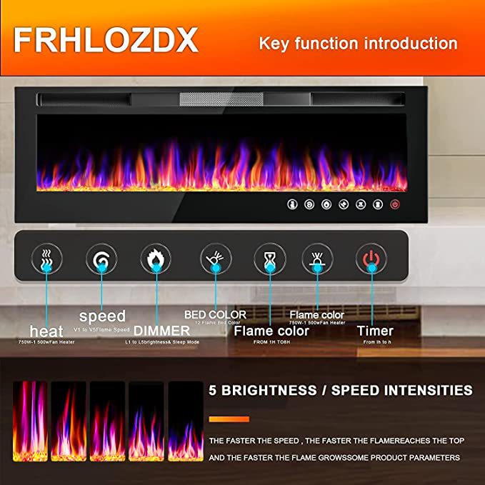 Smart Electric Fireplace with Realistic Flame