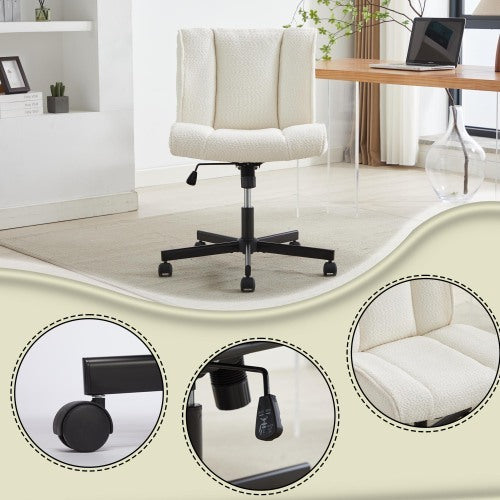 Armless Swivel Task Chair, Wide Seat