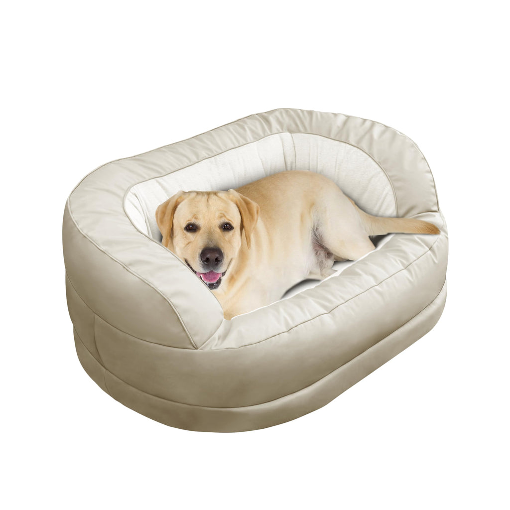 BNCKTRD Calming Dog Bed XXL — Anti-Anxiety Cuddler with Head Support, Beige