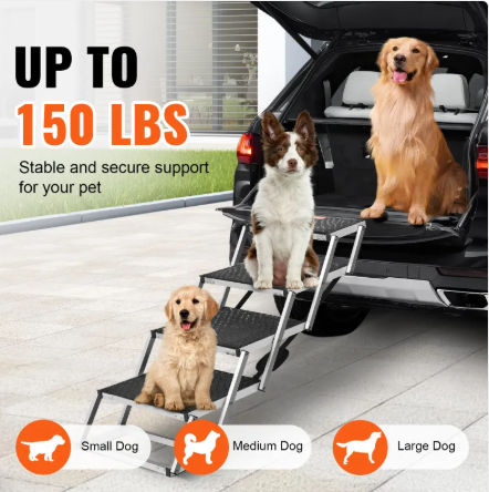 4-Step Foldable Aluminum Dog Car Stairs