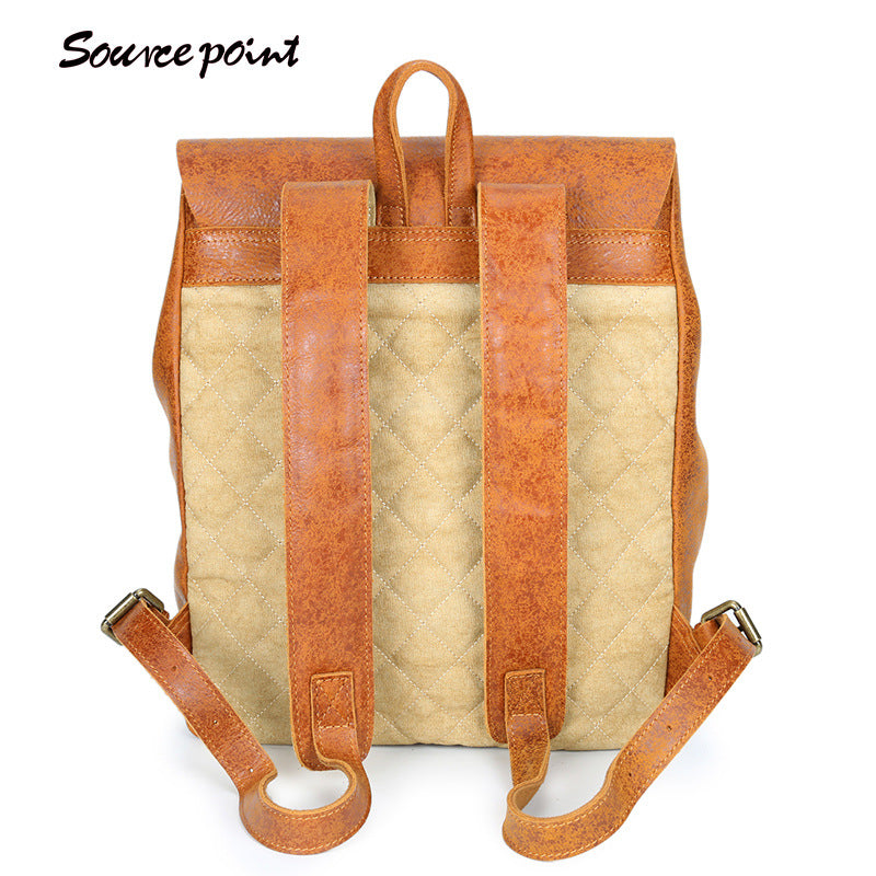 Genuine Leather College-Style Backpack