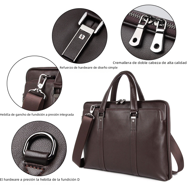 Genuine Leather Men's Document Bag for 15.6" Laptop