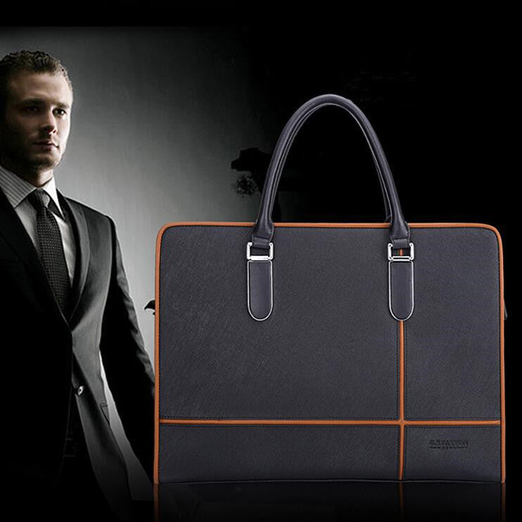 Leather Briefcase Crossbody Bag