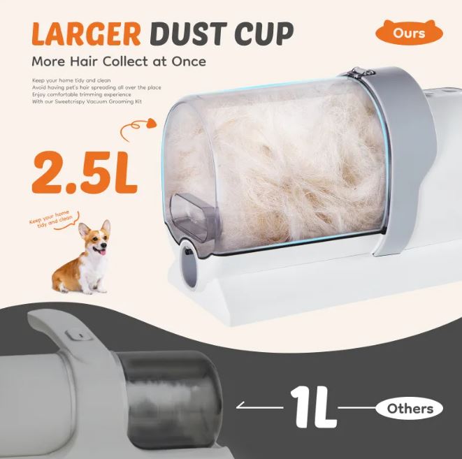 Low Noise Pet Hair Trimmer with Built-In Vacuum