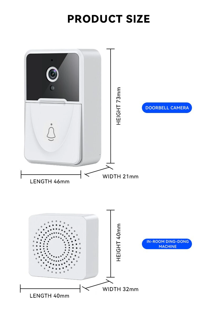 Wireless Security WiFi Smart Doorbell with Video Camera and Indoor Chime
