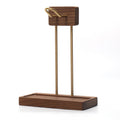 Walnut Wood and Brass Creative Headphone Stand with USB