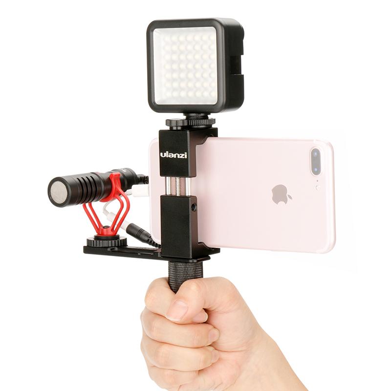 Handle Microphone Photography Light Stand with Phone Holder