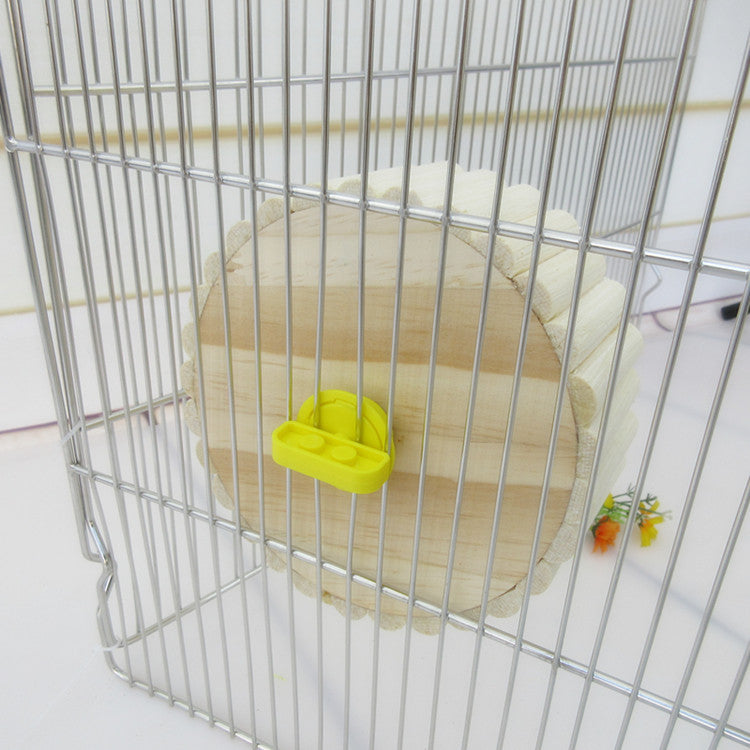 Natural Wood Silent Exercise Wheel for Hamsters & Pets