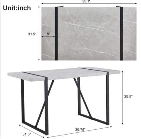 Modern 55" Rectangular Dining Table