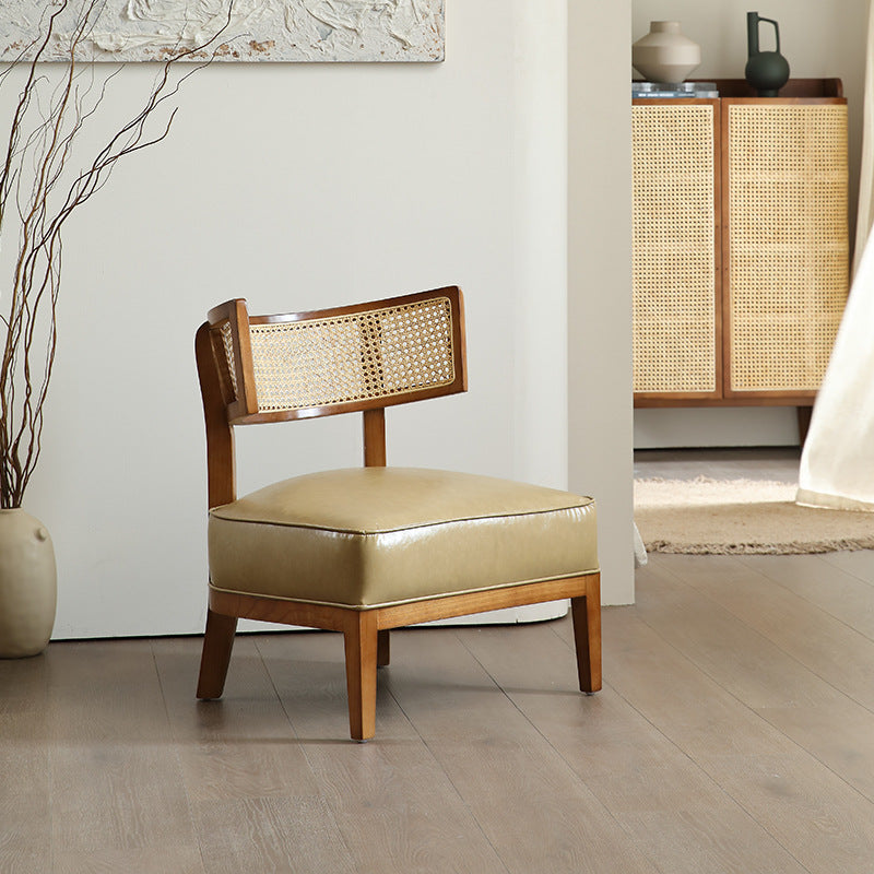 Solid Wood Rattan Lounge Chair
