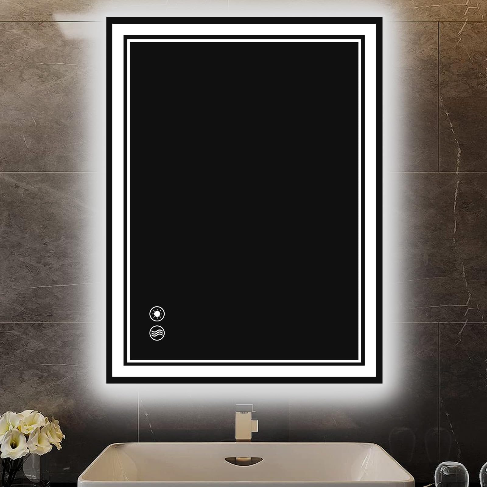 GETOVIN 24x32in Anti-Fog LED Bathroom Mirror