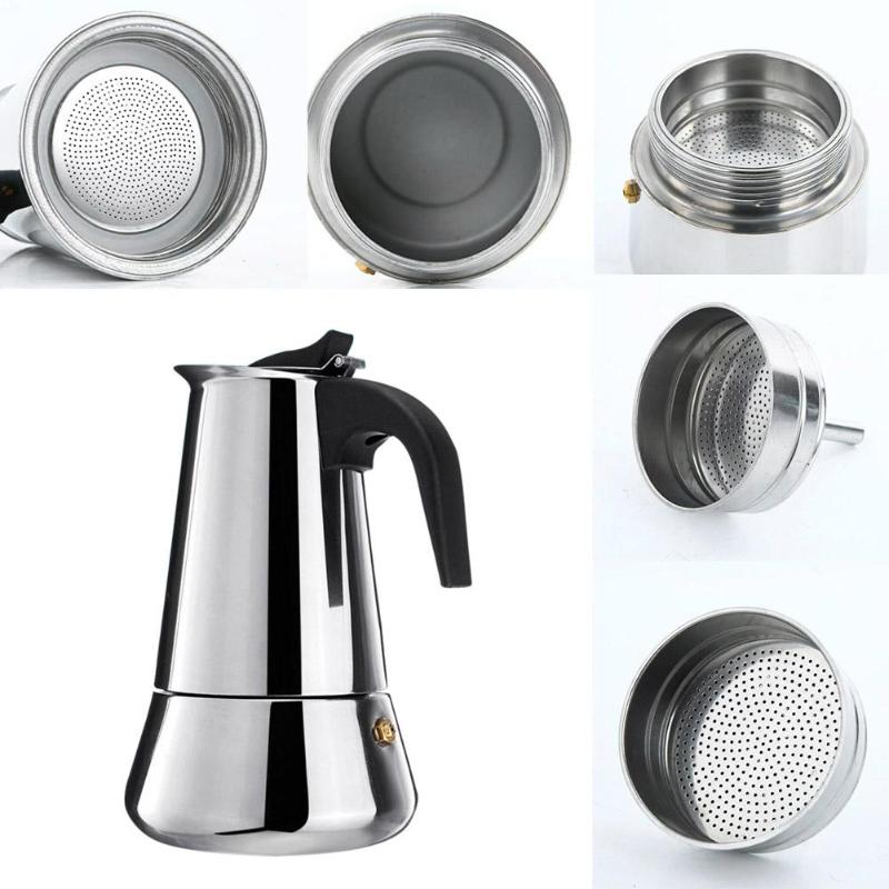 Stainless Steel Moka Pot for Home Coffee Brewing