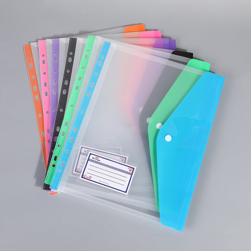 Transparent A4 File Storage Bag with Business Card Holder