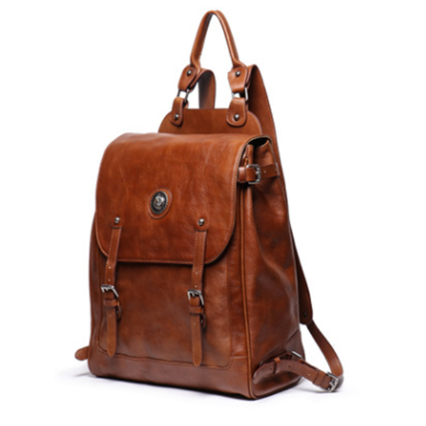 Large Capacity Leather Travel Backpack