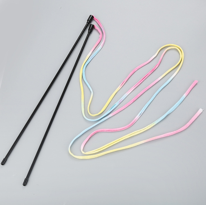 Rainbow Ribbon Cat Teaser Wand for Interactive Play