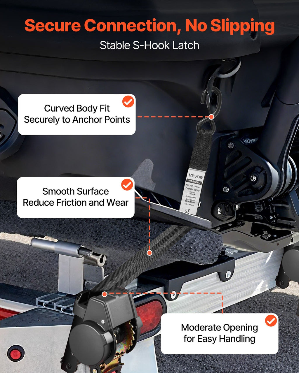 Wheel Chock Tie-Down Kit with S-Hook, 1649 lbs Break Strength