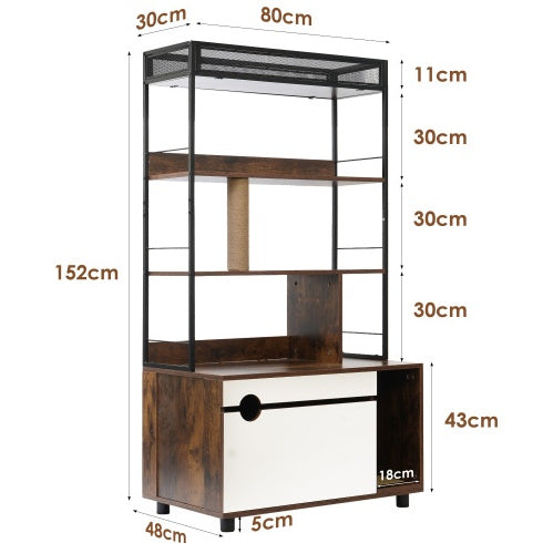 Cat Litter Box Cabinet with Scratching Post