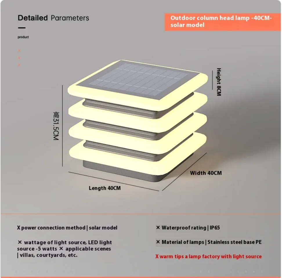 Solar Waterproof Wall Pillar Lamp