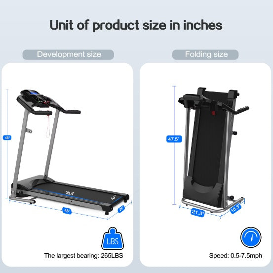 Motorized Folding Treadmill, 2.5HP