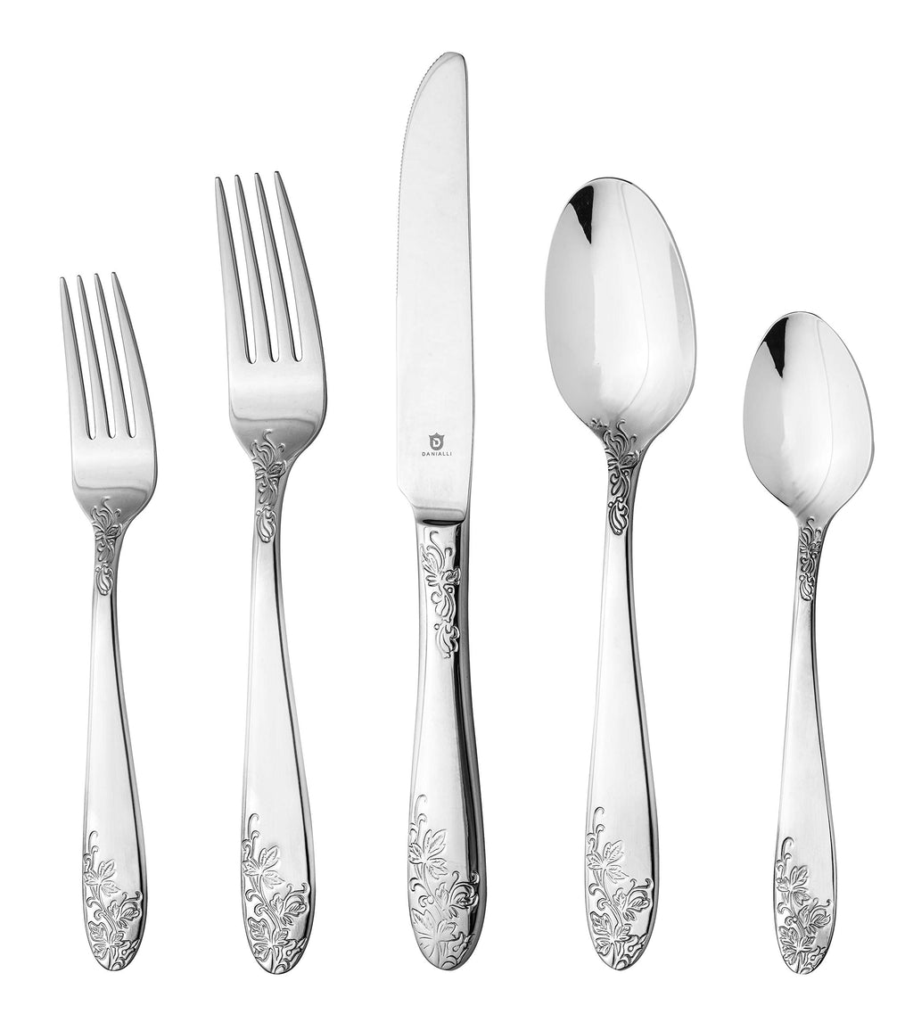 20-Piece Floral Stainless Steel Flatware Set