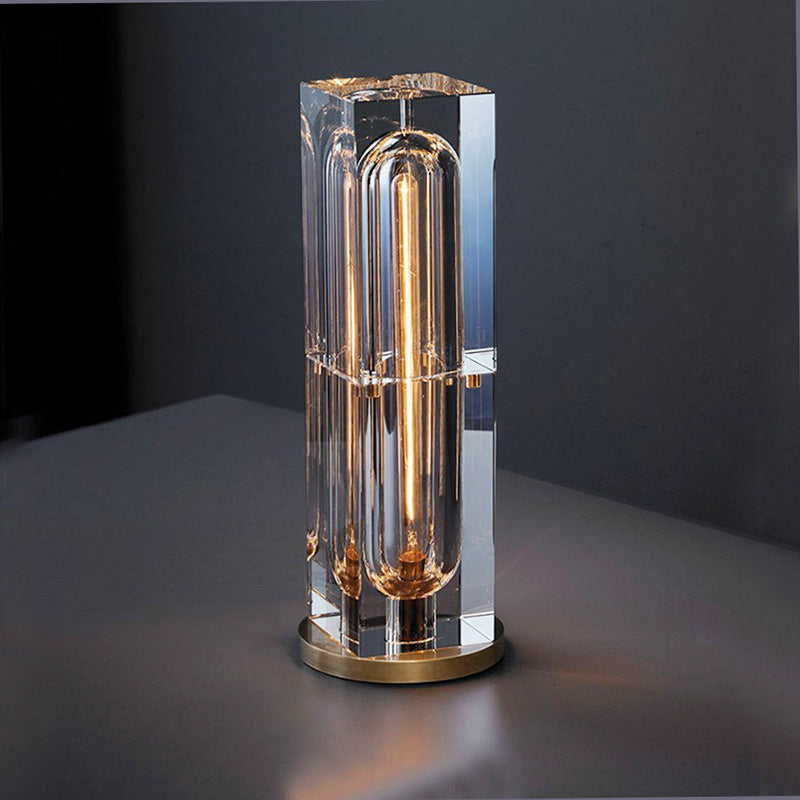 Pure Copper Table Lamp with Crystal Accent