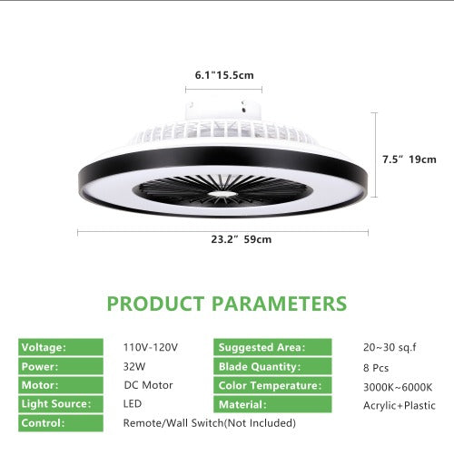 23-Inch Ceiling Fan with LED RGB Light