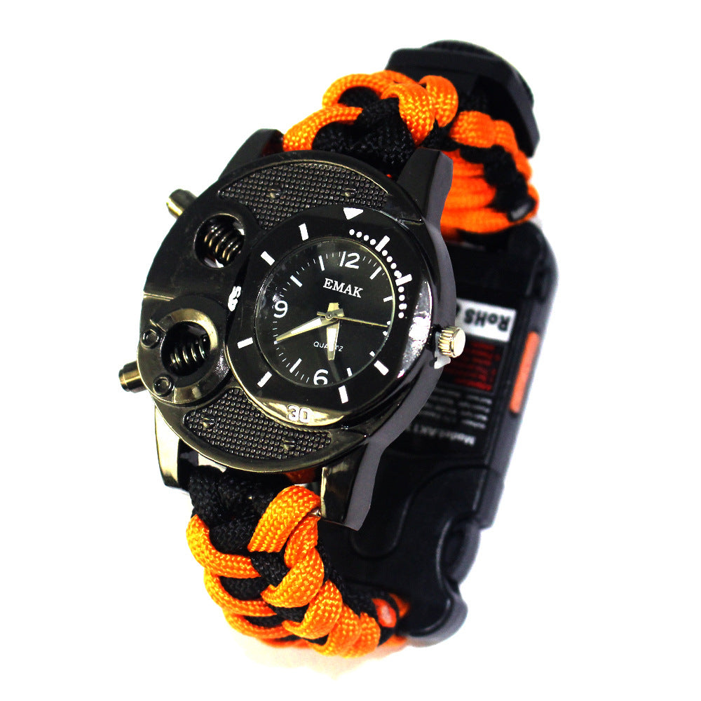 Outdoor Survival Nylon Paracord Watch with Compass