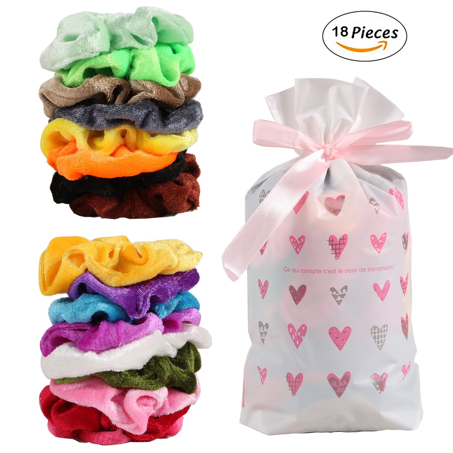 50 Color Velvet Hair Tie Set for Hair Bundling