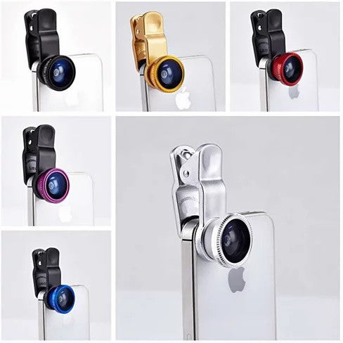 3-in-1 Universal Clip on Smartphone Camera Lens 6 Colors