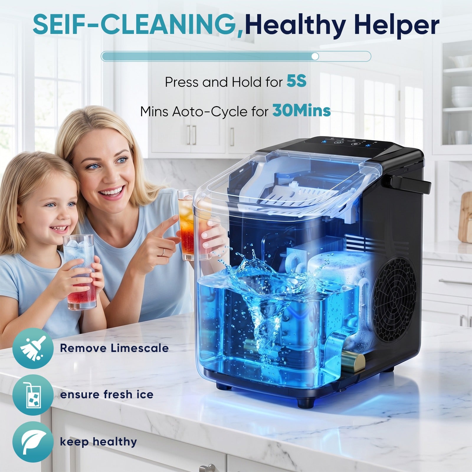 Portable Desktop Ice Maker with Handle